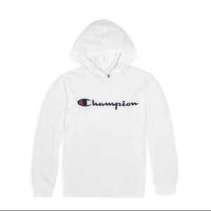 Champion Script Kids Hooded Long Sleeve T-Shirt